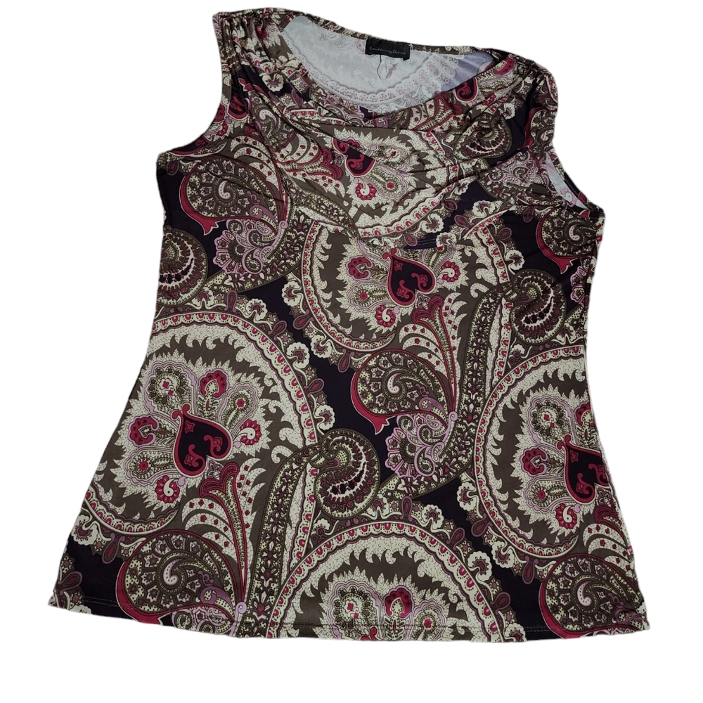 Paisley sized M sleeveless top draped neck by Brittany Black